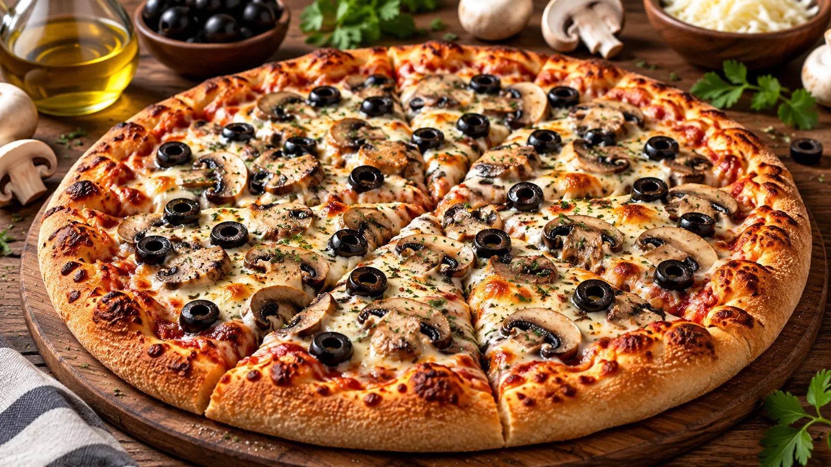 Mushroom & Olive Pizza