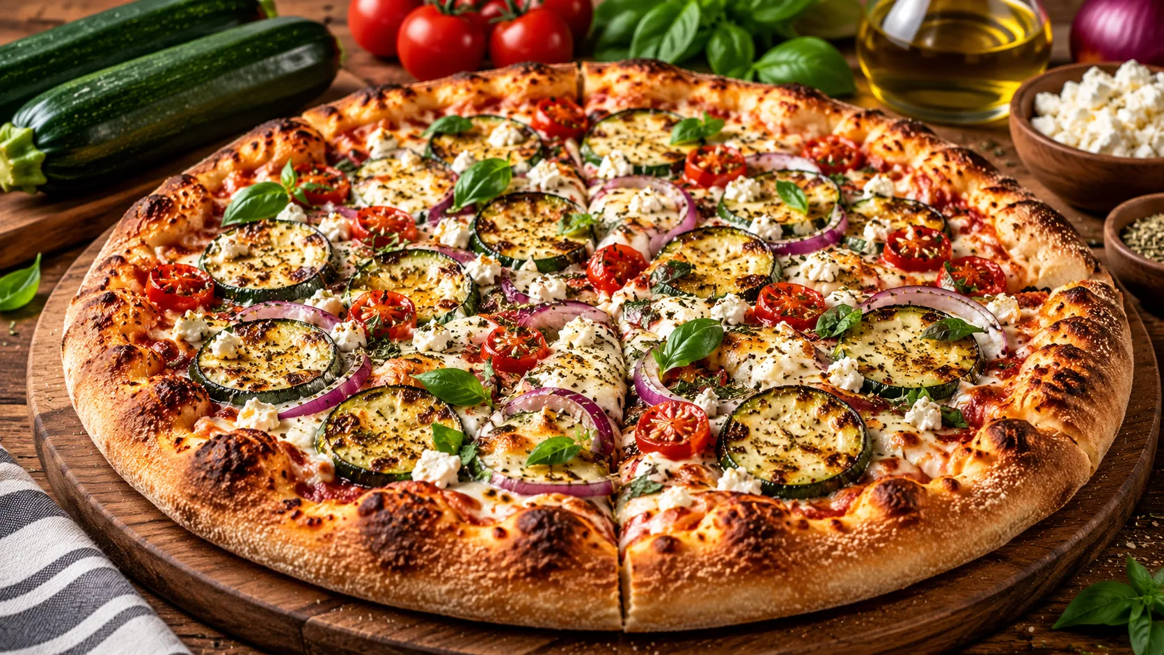 Zucchini & Feta Pizza