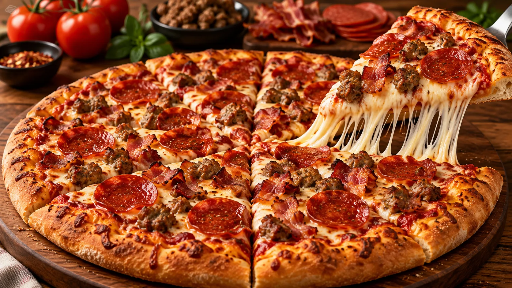 Three Meat Pizza